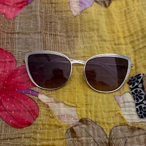 Vera Wang Silver Cat Eye Sunglasses with Brown Lenses